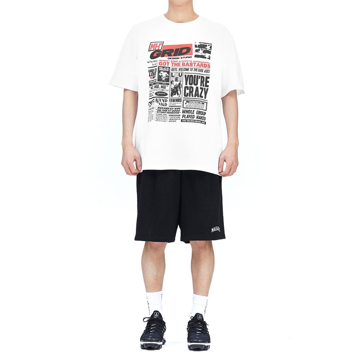 마하그리드(MAHAGRID) VARSITY LOGO SWEAT SHORT BLACK(MG2FMMPA04A)