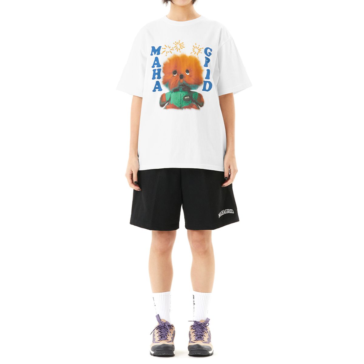 마하그리드(MAHAGRID) VARSITY LOGO SWEAT SHORT BLACK(MG2FMMPA04A)
