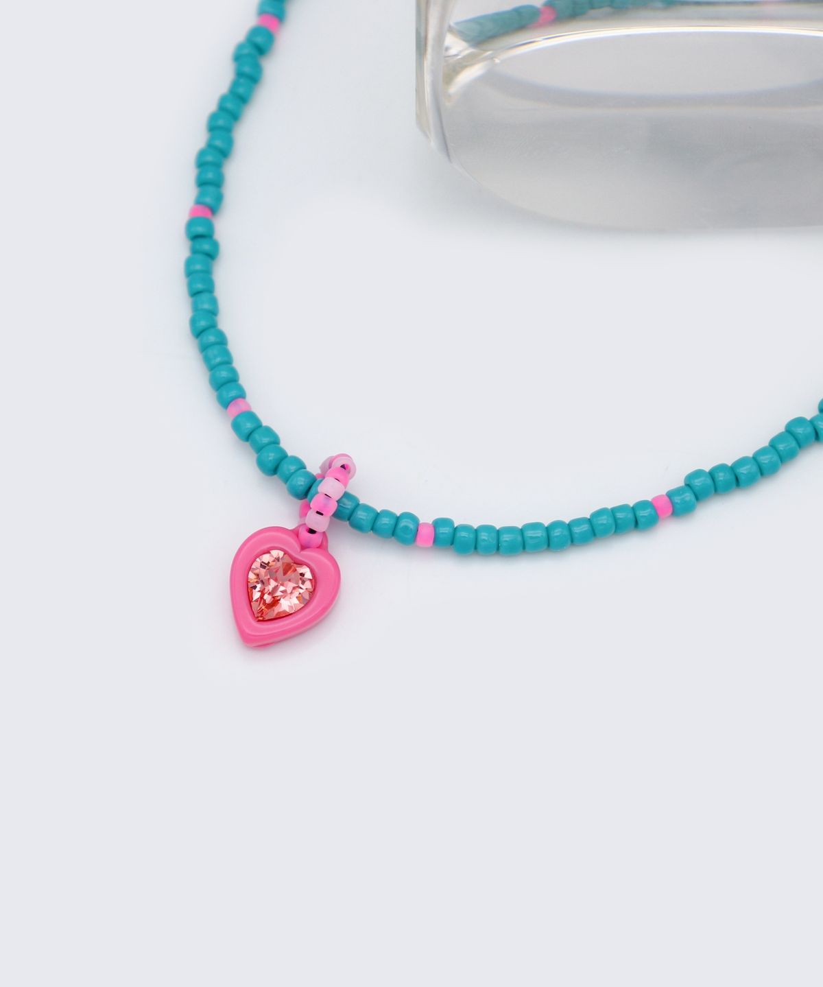 봉보(BONBEAU) Swarovski heart stone color beads Necklace 스와로브스키 하트 스톤 팬던트 컬러 비즈 목걸이