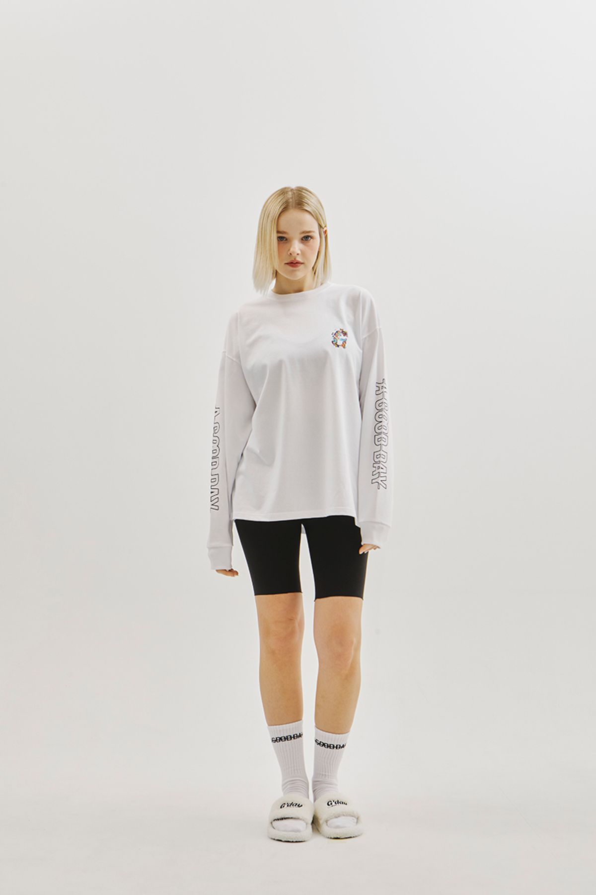 어굿데이(AGOODDAY) [UNISEX] 플라워지 롱슬리브 티셔츠(white)