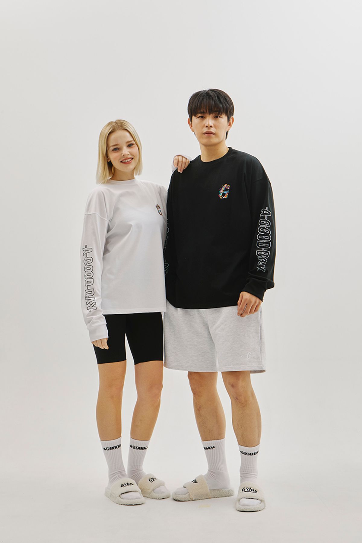 어굿데이(AGOODDAY) [UNISEX] 플라워지 롱슬리브 티셔츠(black)