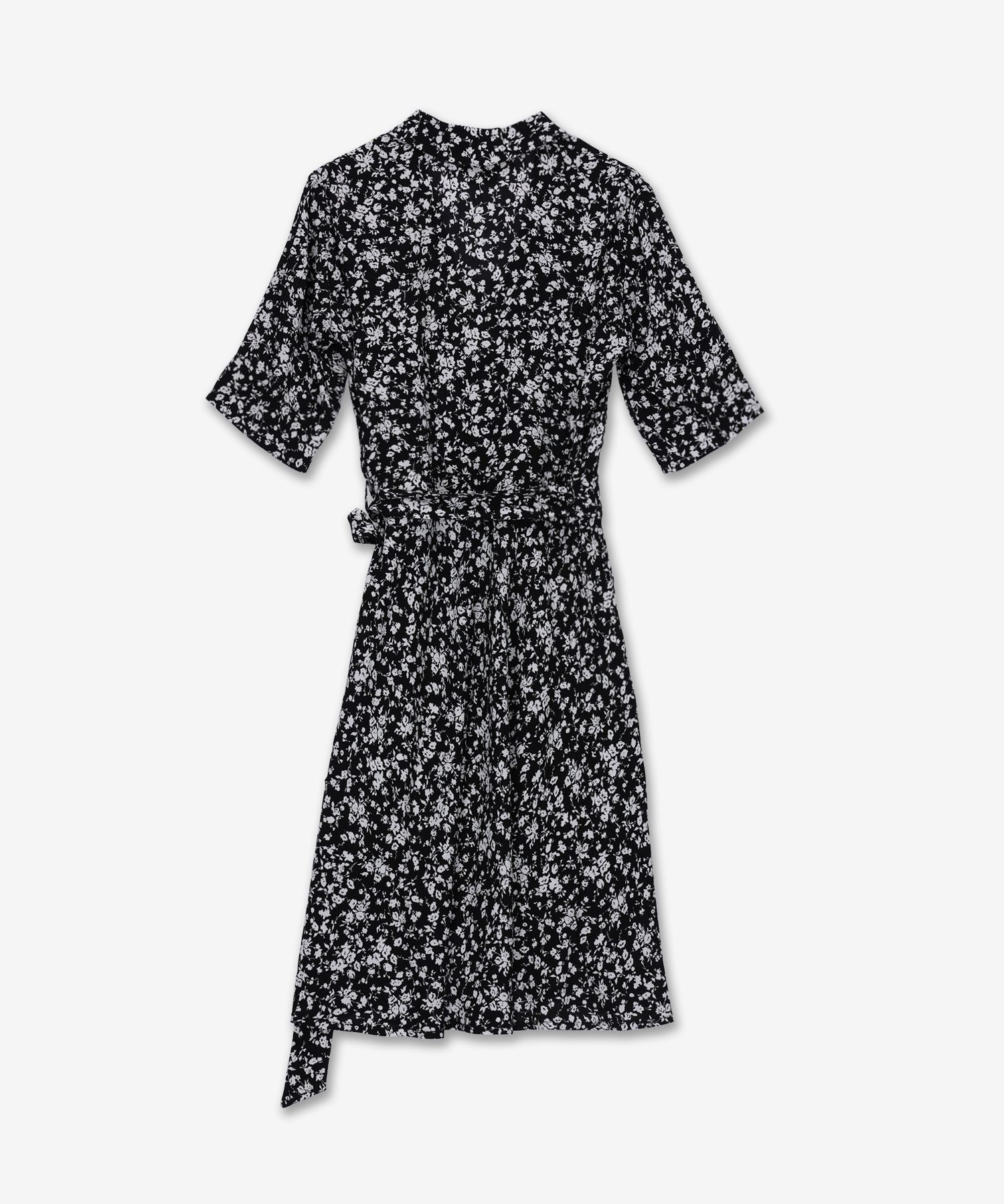 ★Ganni★ Mini Flower Print V-Neck One Piece Black F7475099 MUSINSA | GANNI Mini Flower Printed V-neck Dress - Black