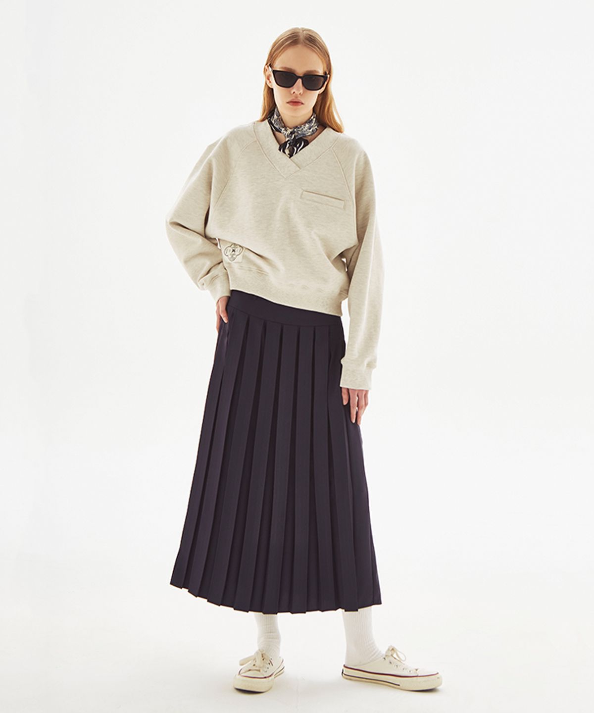 바이탈싸인(VITALSIGN) [LINE] Back Cut-Out Pleats Skirt (3colors)