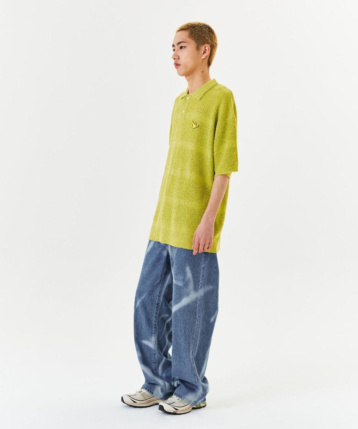 마크곤잘레스(MARK GONZALES) STRIPE KNIT S/S POLO - NEON YELLOW