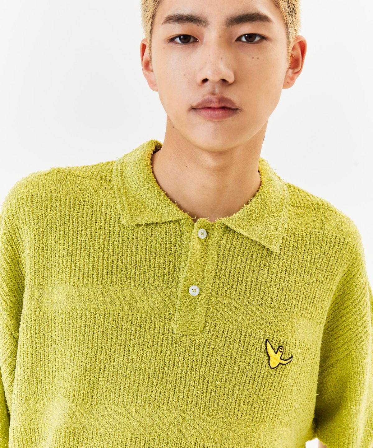 마크곤잘레스(MARK GONZALES) STRIPE KNIT S/S POLO - NEON YELLOW