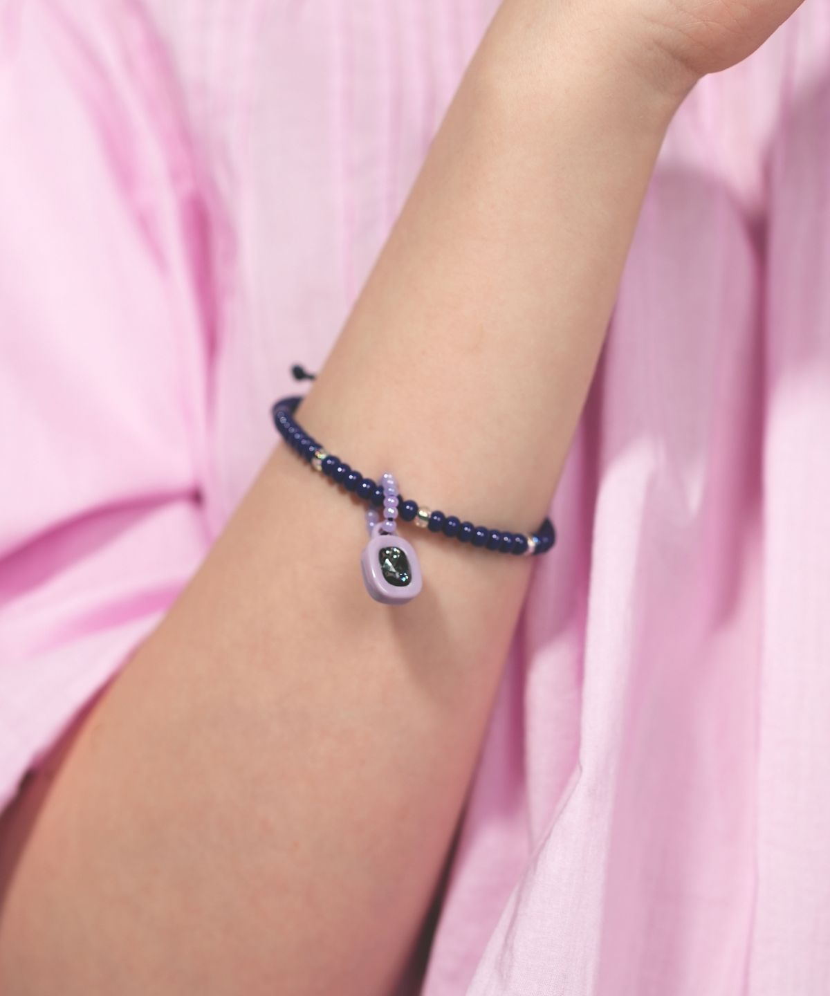 봉보(BONBEAU) Swarovski square stone color beads Bracelet 스와로브스키 스퀘어 스톤 컬러 비즈 매듭 팔찌
