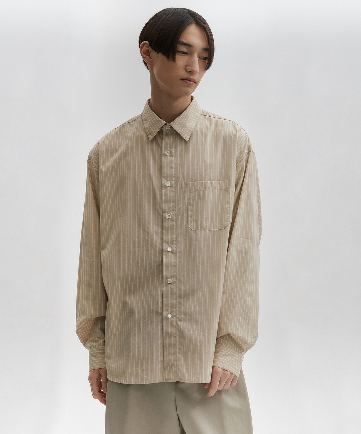 블랭크룸(BLANKROOM) 스트라이프 셔츠 (KUWAMURA fabric)_BAZIRAK