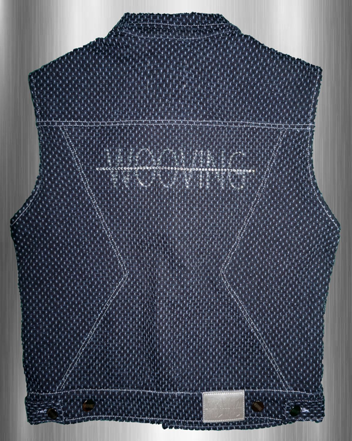 우빙(WOOVING) PUNCHING DENIM VEST (NAVY)
