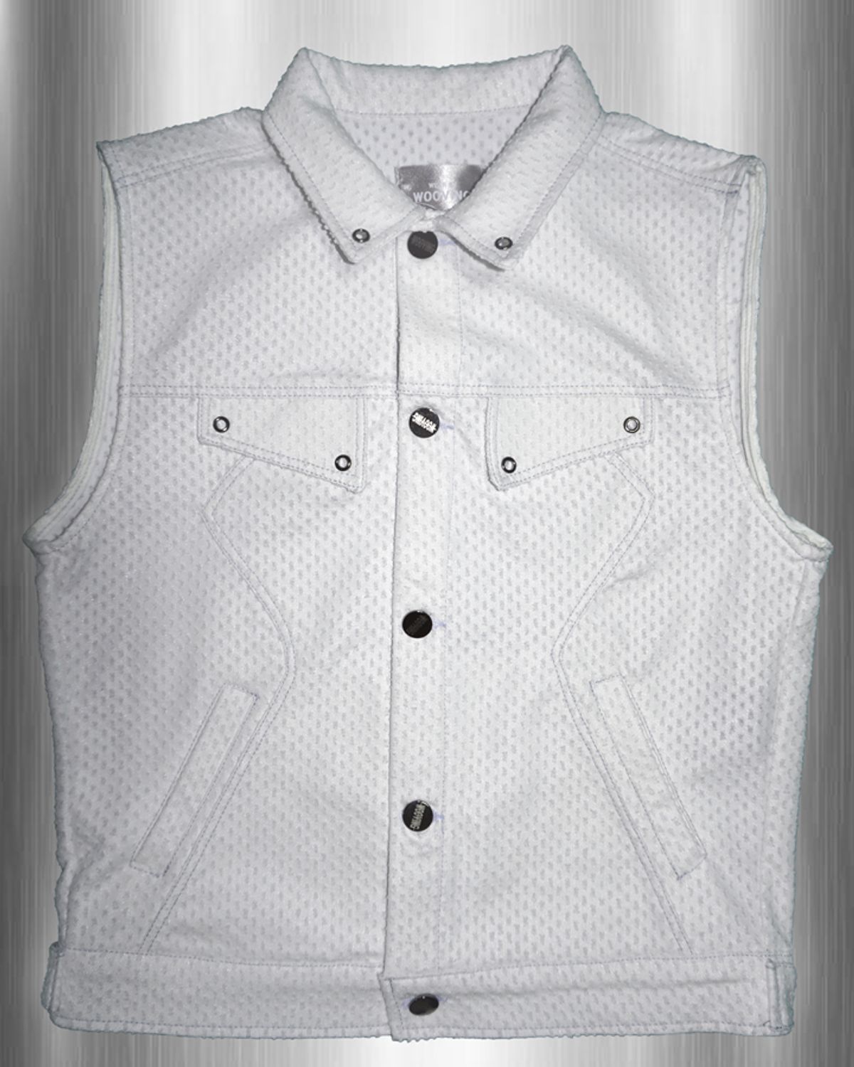 우빙(WOOVING) PUNCHING DENIM VEST (WHITE)