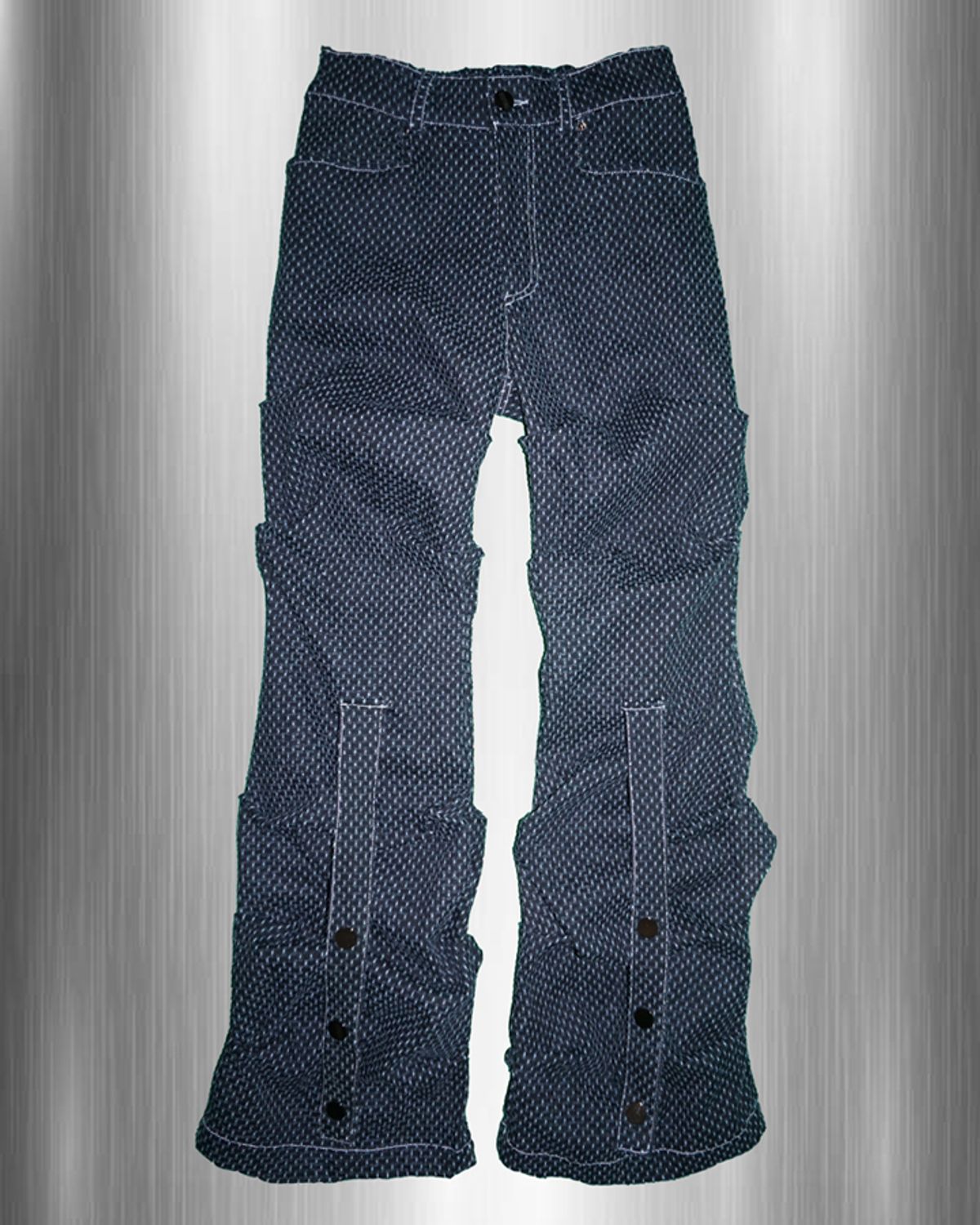 우빙(WOOVING) CRUMBLE PUNCHING DENIM PANTS (NAVY)