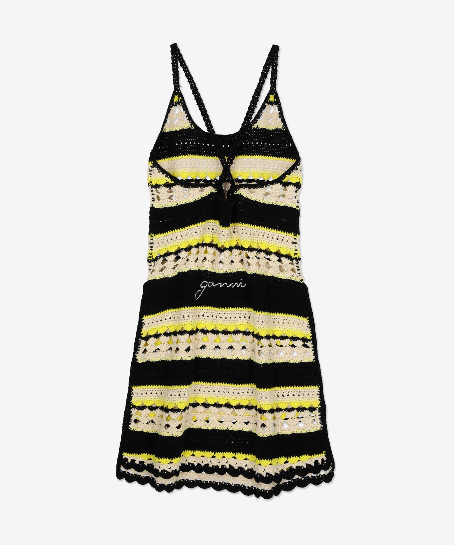 ★Ganni★ Crochet Cover Up Slip Dress Golden Kiwi K1808373 K NOTRE-CHICAGO-Ganni-