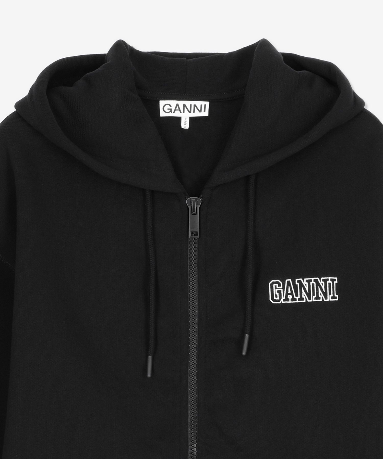MUSINSA GANNI Oversize Software Zip-Up Hoodie Black T3232099