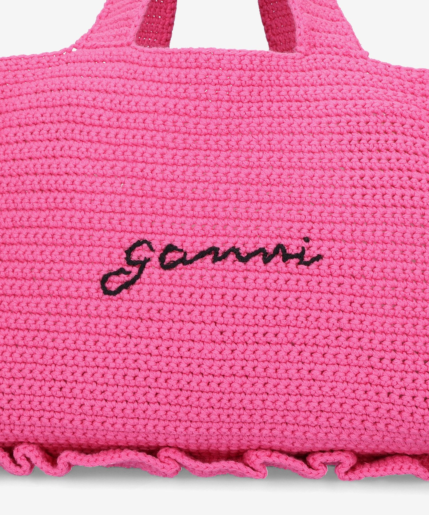 MUSINSA | GANNI Cotton Crochet Frill Tote Bag - Shocking