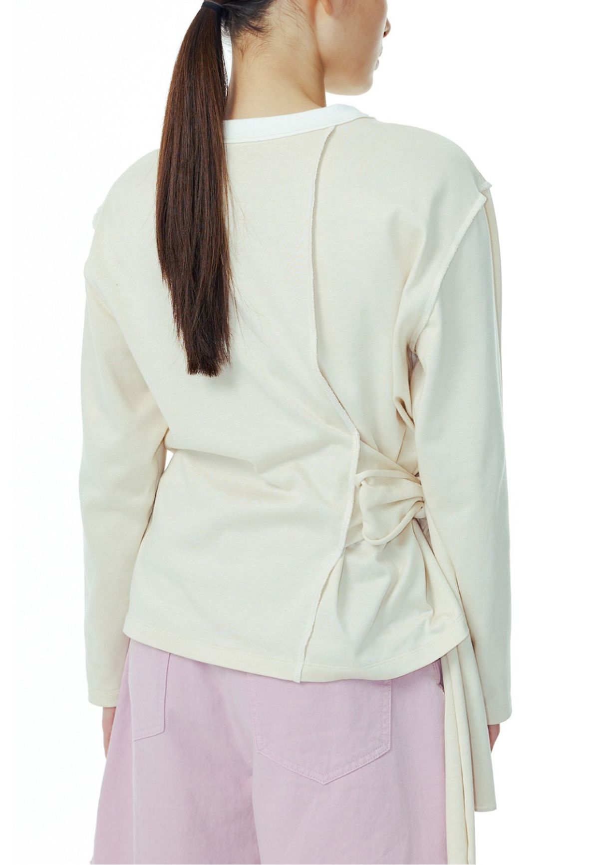 래코드(RECODE) [여성] Tied-up Detail T-shirts_RQTAS23534IVX