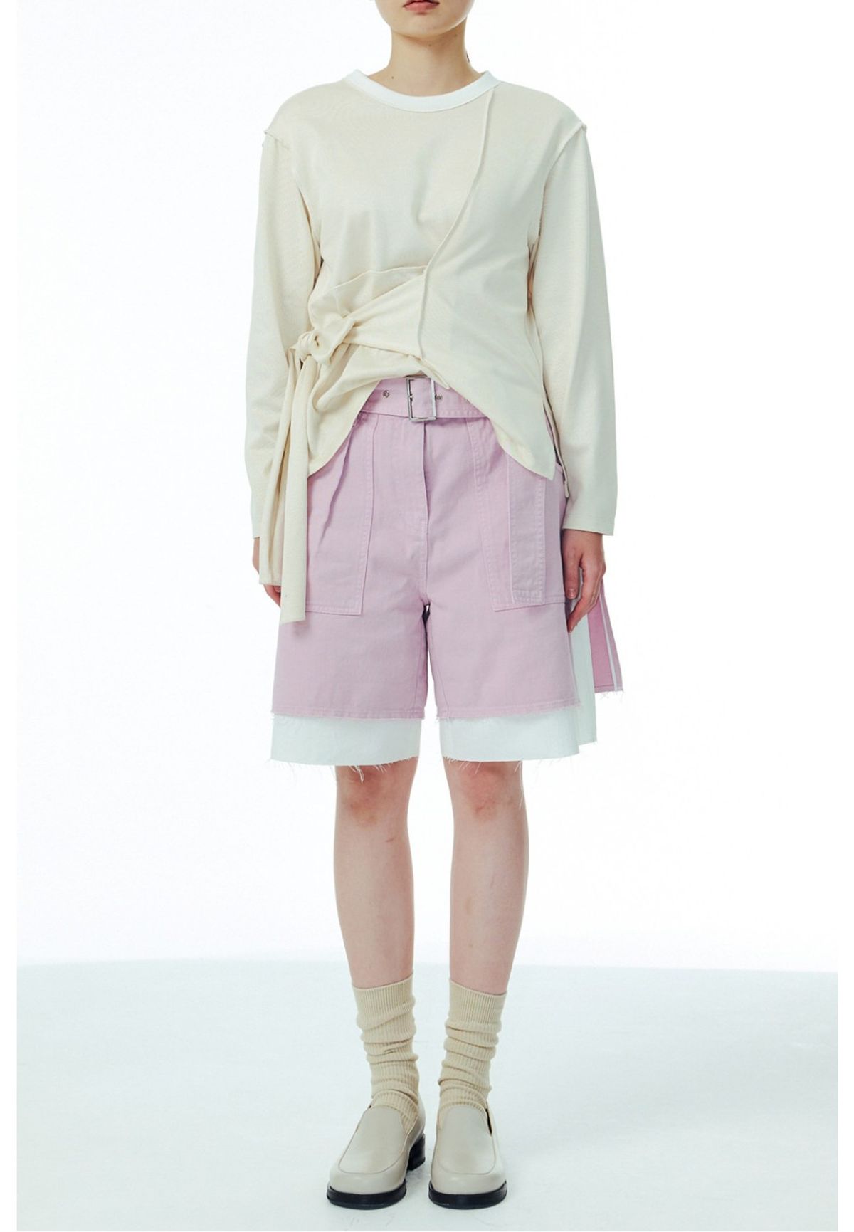 래코드(RECODE) [여성] Tied-up Detail T-shirts_RQTAS23534IVX
