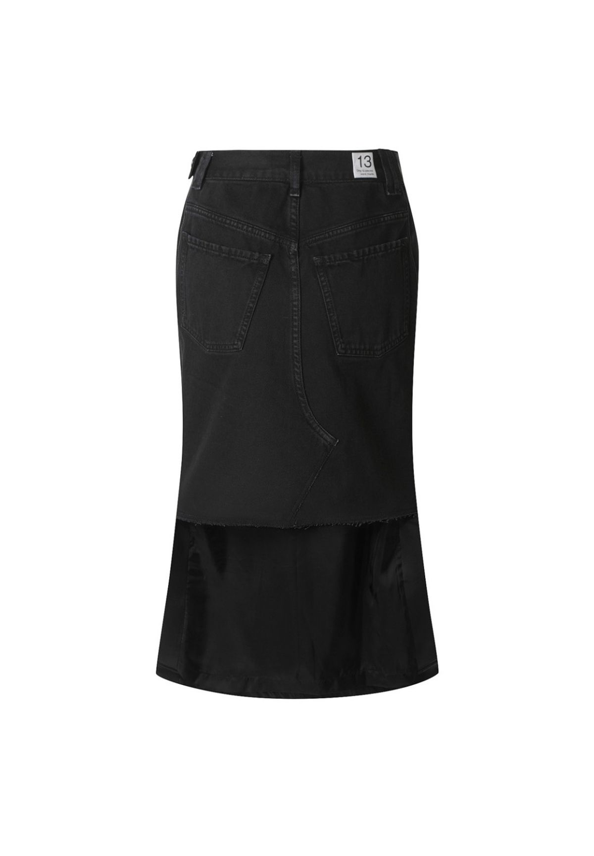 래코드(RECODE) [여성] Back Cutting  Leather Denim Skirt_R0KAS23003BKX