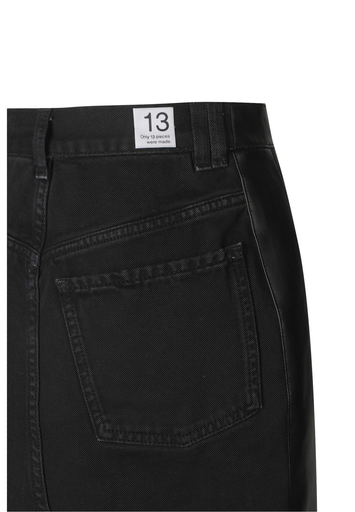 래코드(RECODE) [여성] Back Cutting  Leather Denim Skirt_R0KAS23003BKX