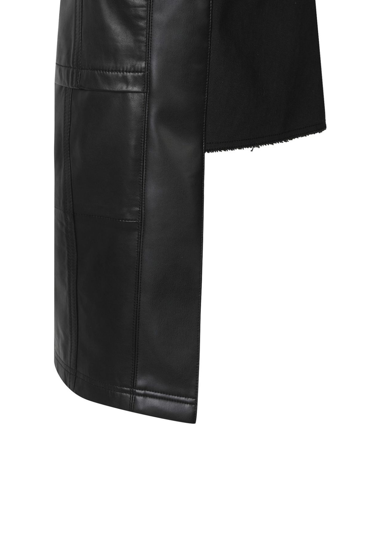 래코드(RECODE) [여성] Back Cutting  Leather Denim Skirt_R0KAS23003BKX