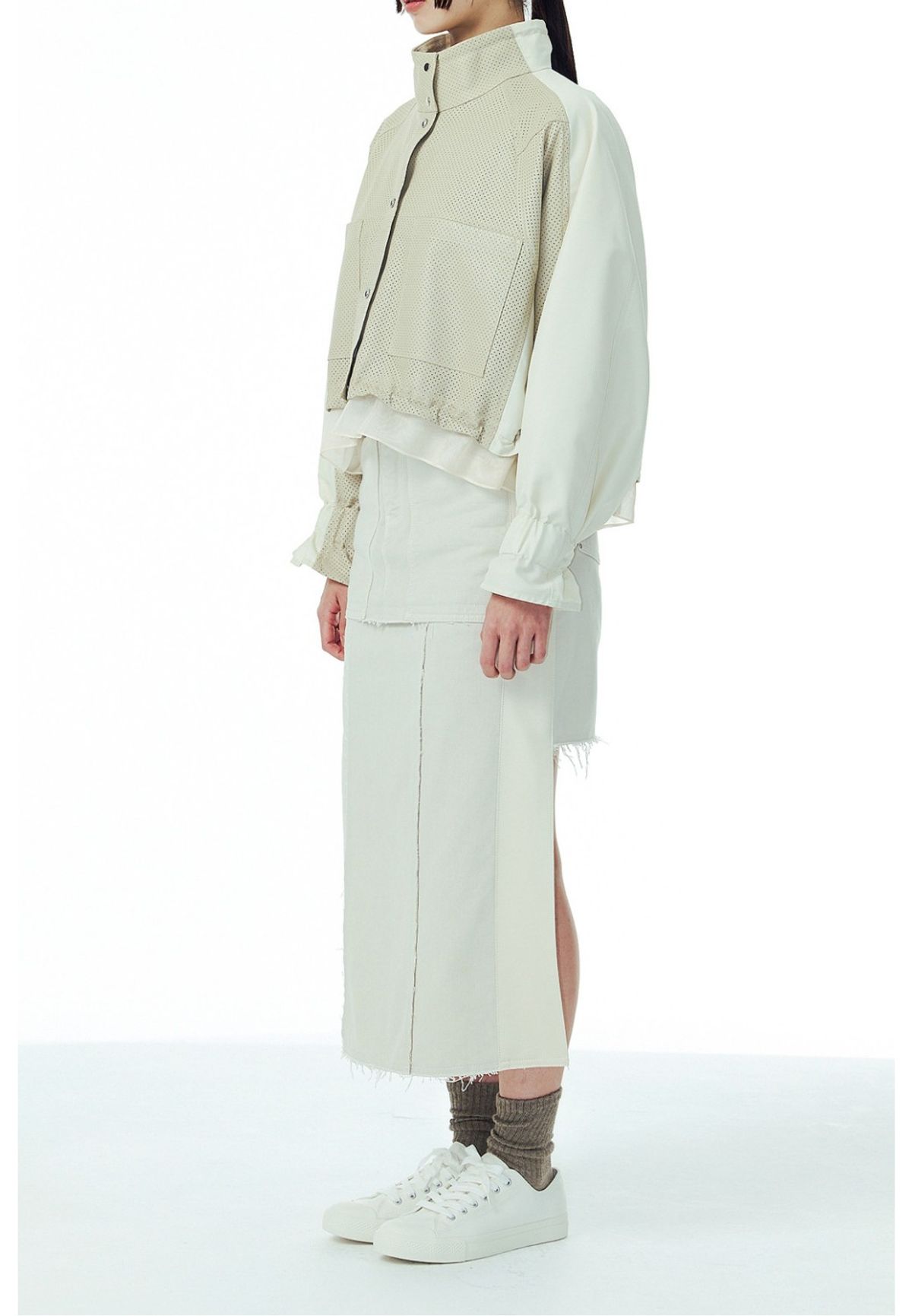 래코드(RECODE) [여성] Back Cutting Denim Long Skirt_R0KAS23004GYX