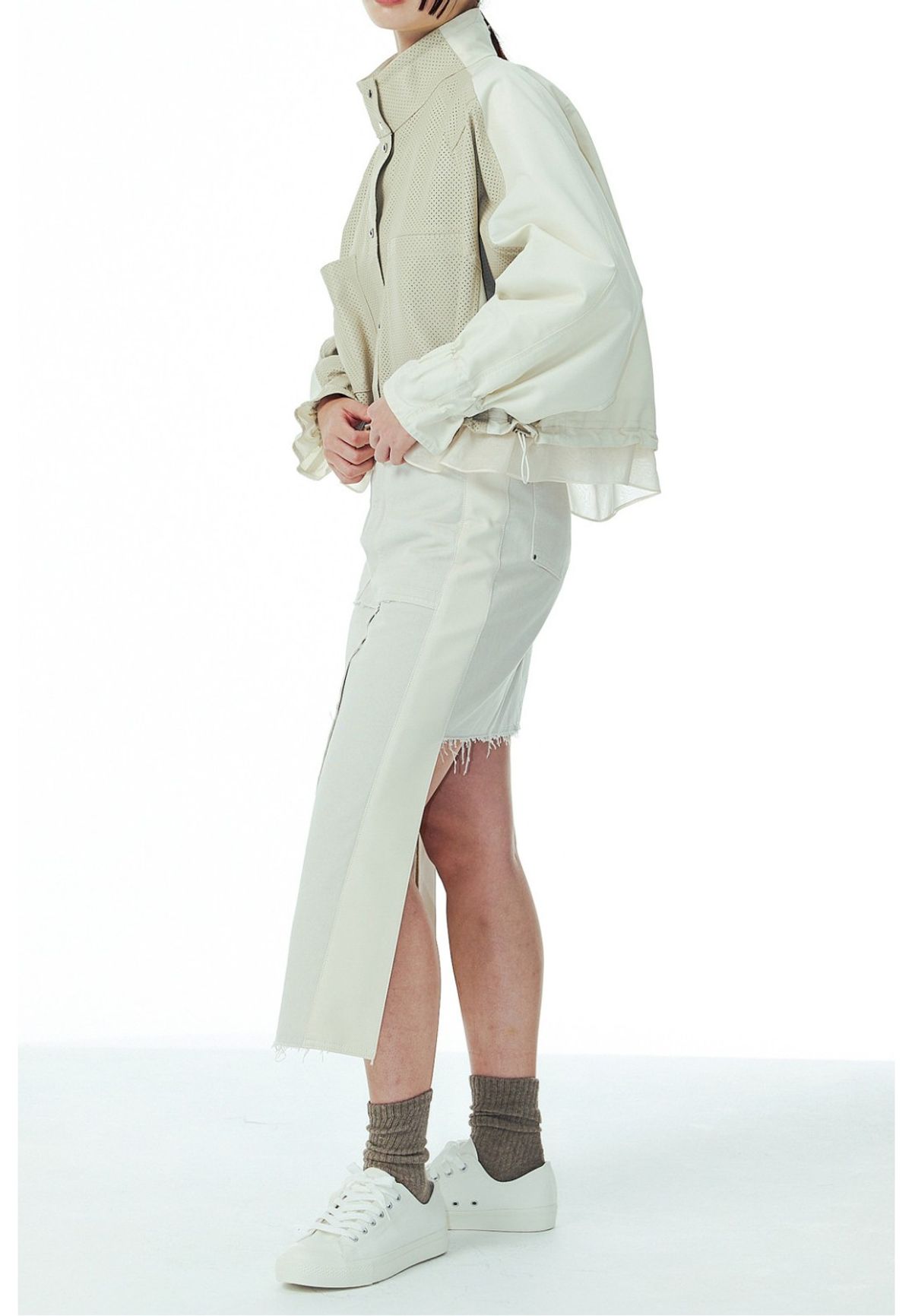 래코드(RECODE) [여성] Back Cutting Denim Long Skirt_R0KAS23004GYX
