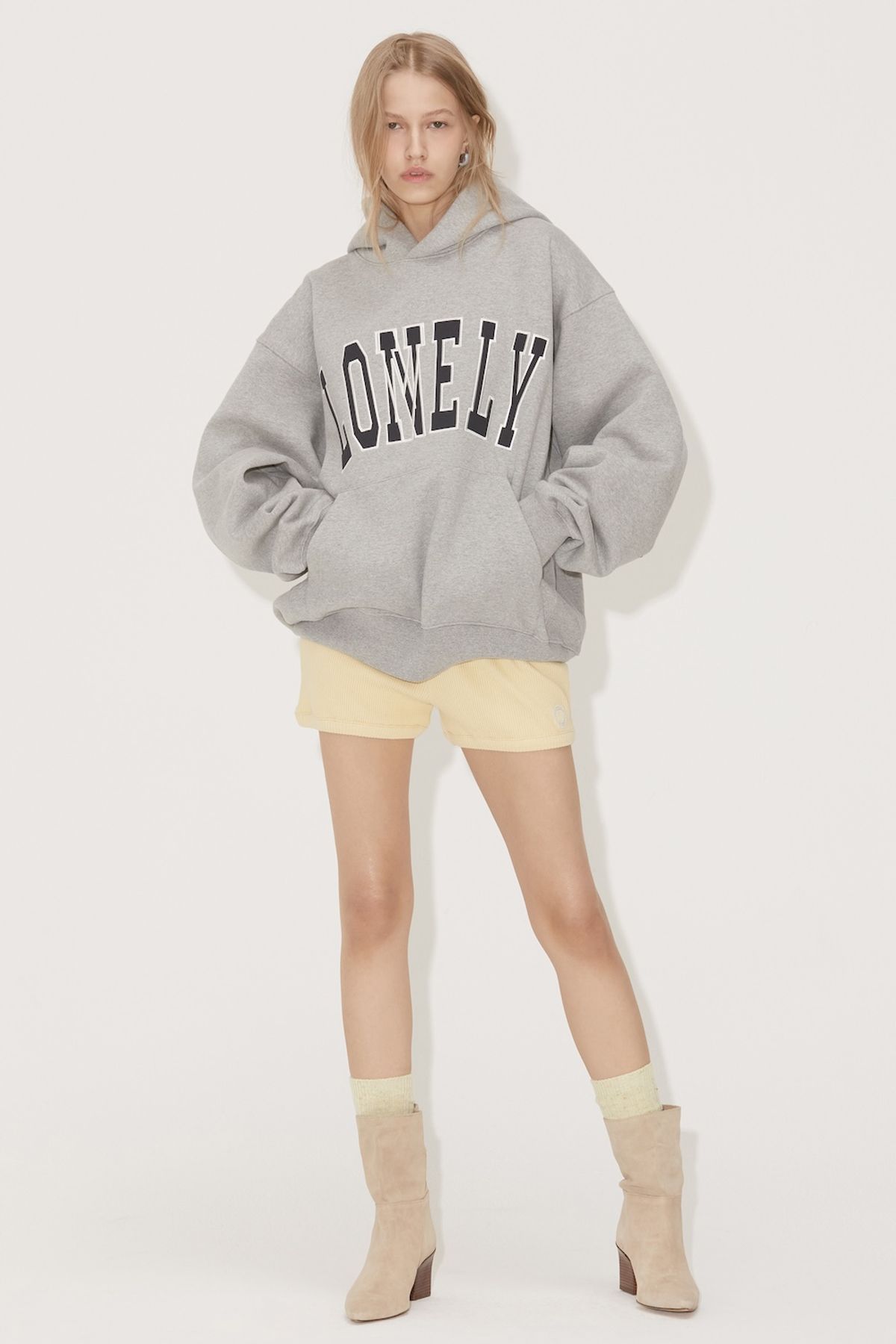노앙(NOHANT) LONELY/LOVELY FLUFF HOODIE GRAY