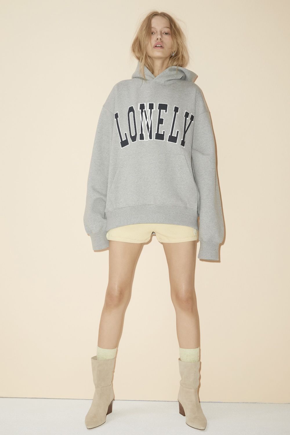 MUSINSA | NOHANT LONELY/LOVELY FLUFF HOODIE GRAY