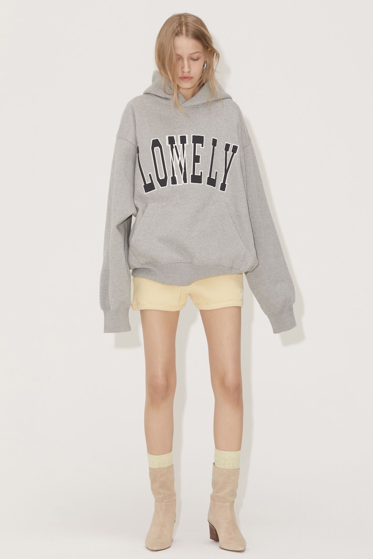 노앙(NOHANT) LONELY/LOVELY FLUFF HOODIE GRAY