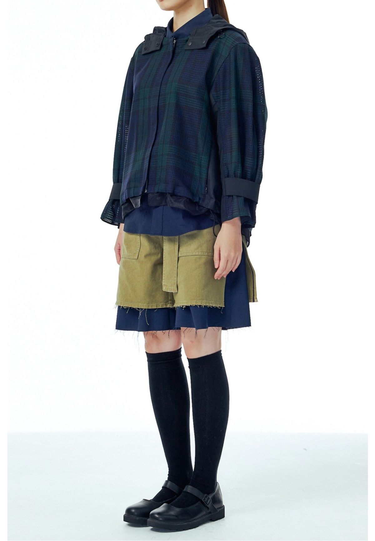 래코드(RECODE) [여성] Detachable Hood Mesh Outer_RQUAS23502BKX