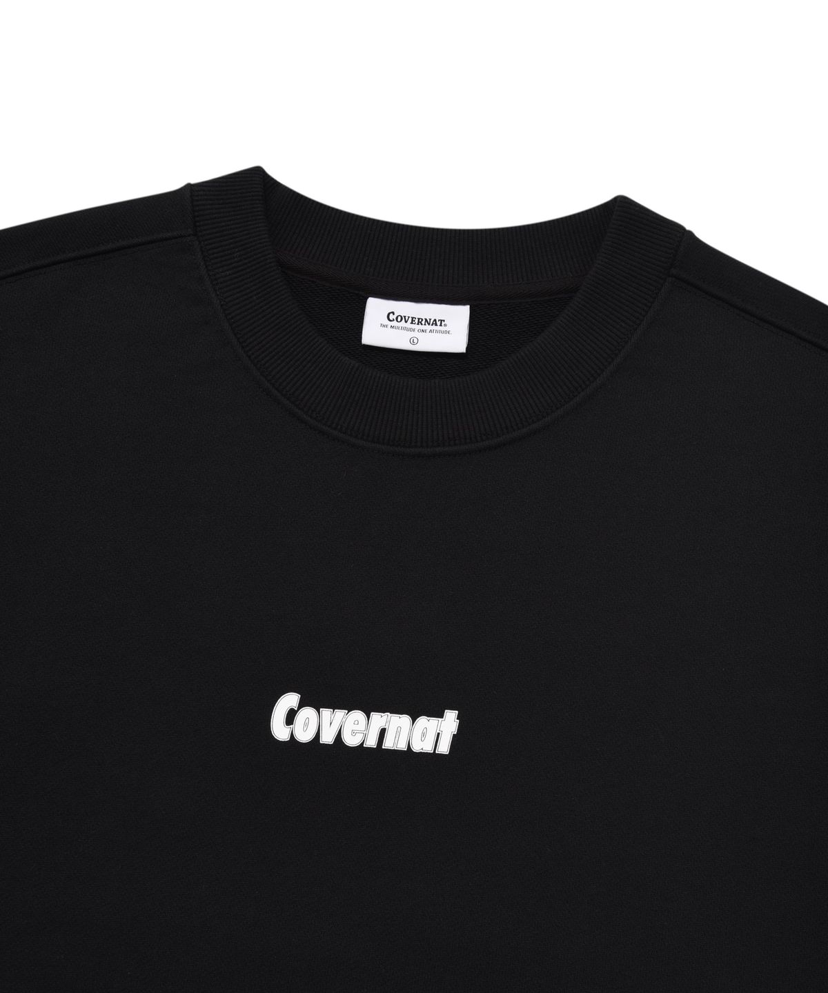 커버낫(COVERNAT) 컴포트 로고 바시티 맨투맨 블랙