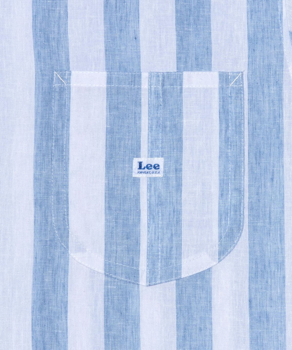 리(LEE) 오픈카라 린넨 셔츠 블루