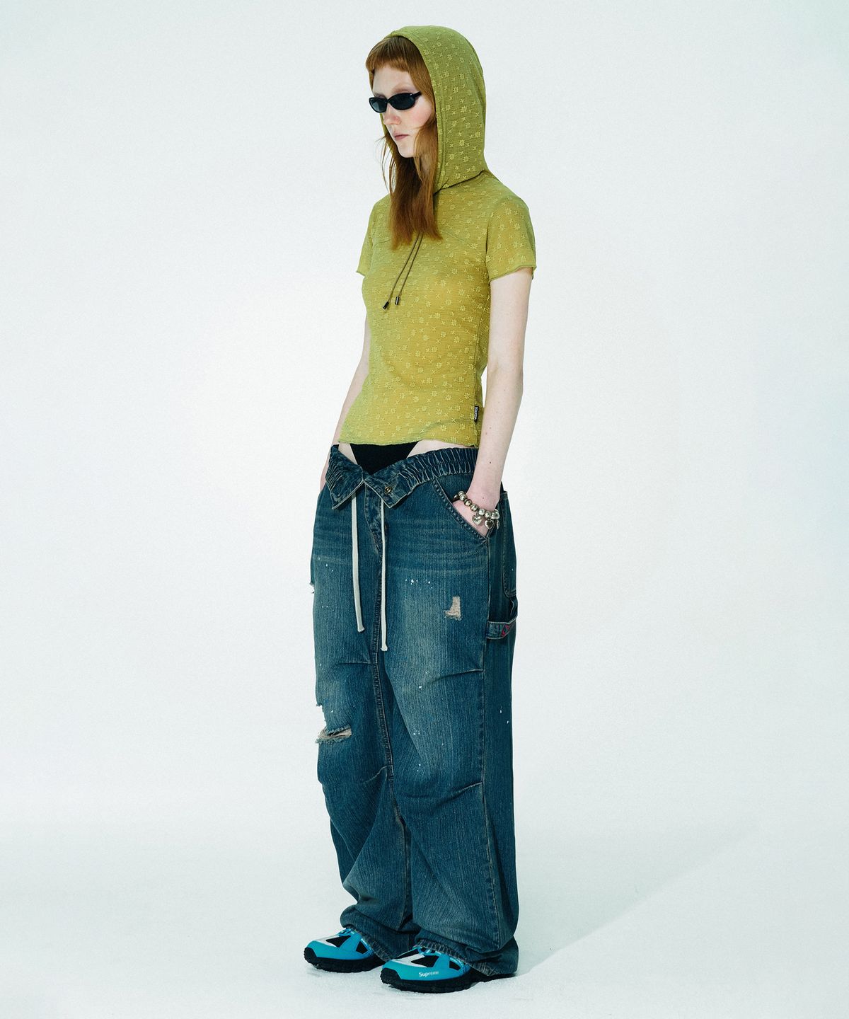 스컬프터(SCULPTOR) Folding Waist Denim Pants Brushed Indigo