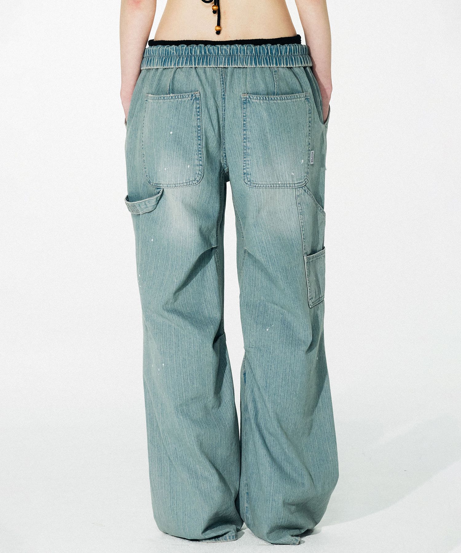 ★SCULPTOR★ Folding Waist Denim Pants Ice Denim SC23S439WH MUSINSA | SCULPTOR Folding Waist Denim Pants Ice Denim