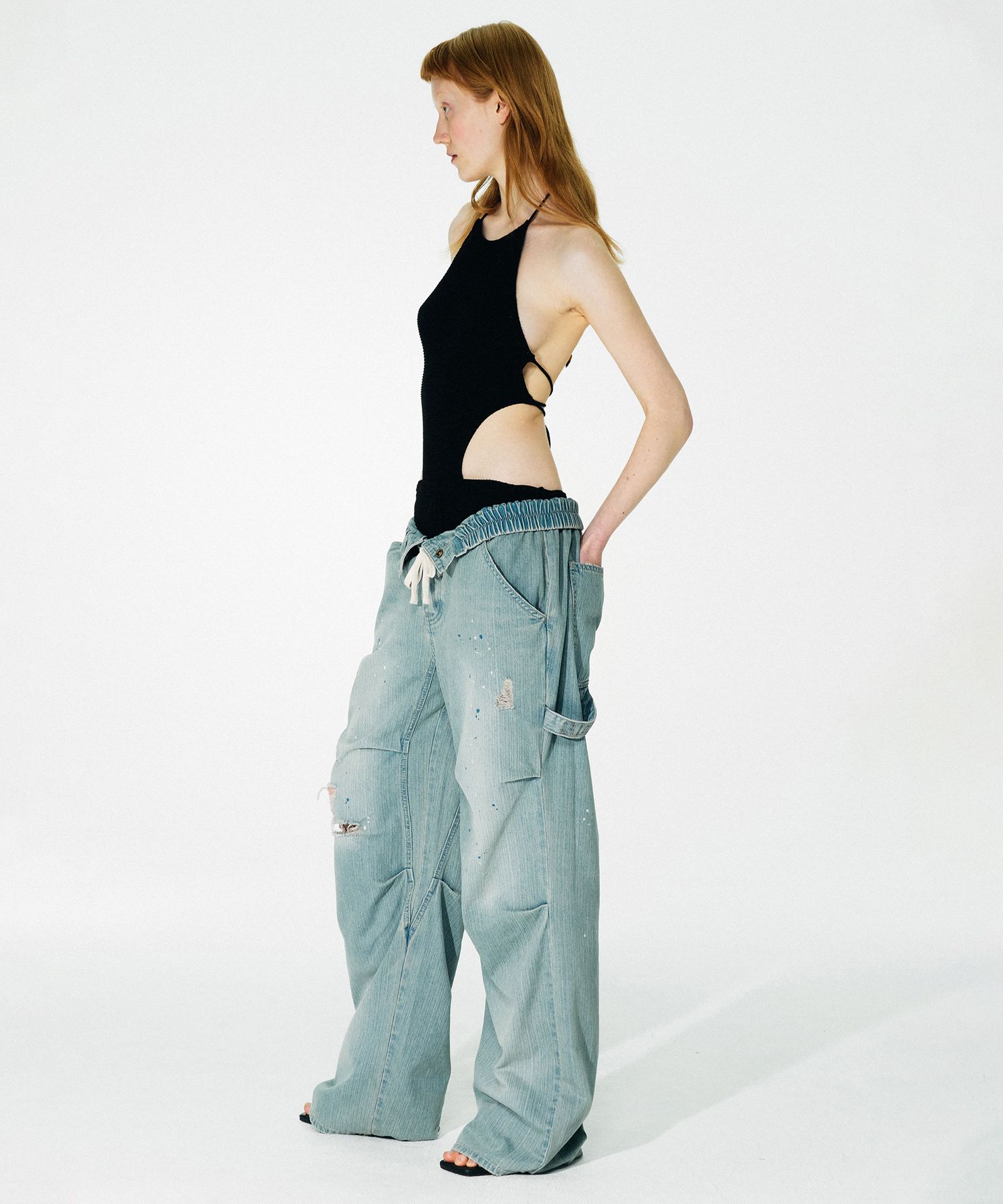 デニム・ジーパン [SCULPTOR]Folding Waist Denim Pants Brushed Indigo MUSINSA | SCULPTOR Destroyed Denim Pants Brushed Indigo