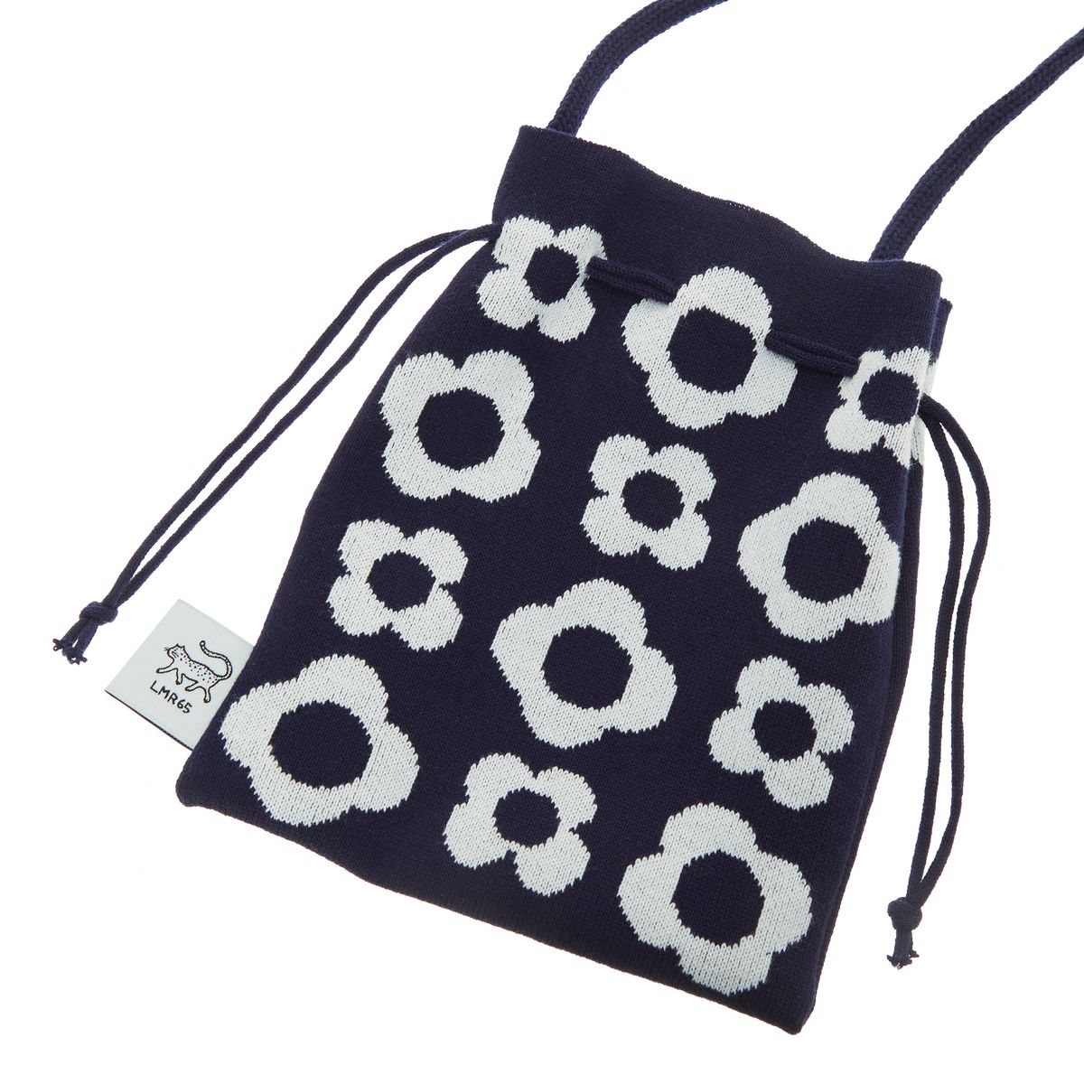 엘엠알(LMR) FLOWER KNIT POUCH BAG NAVY