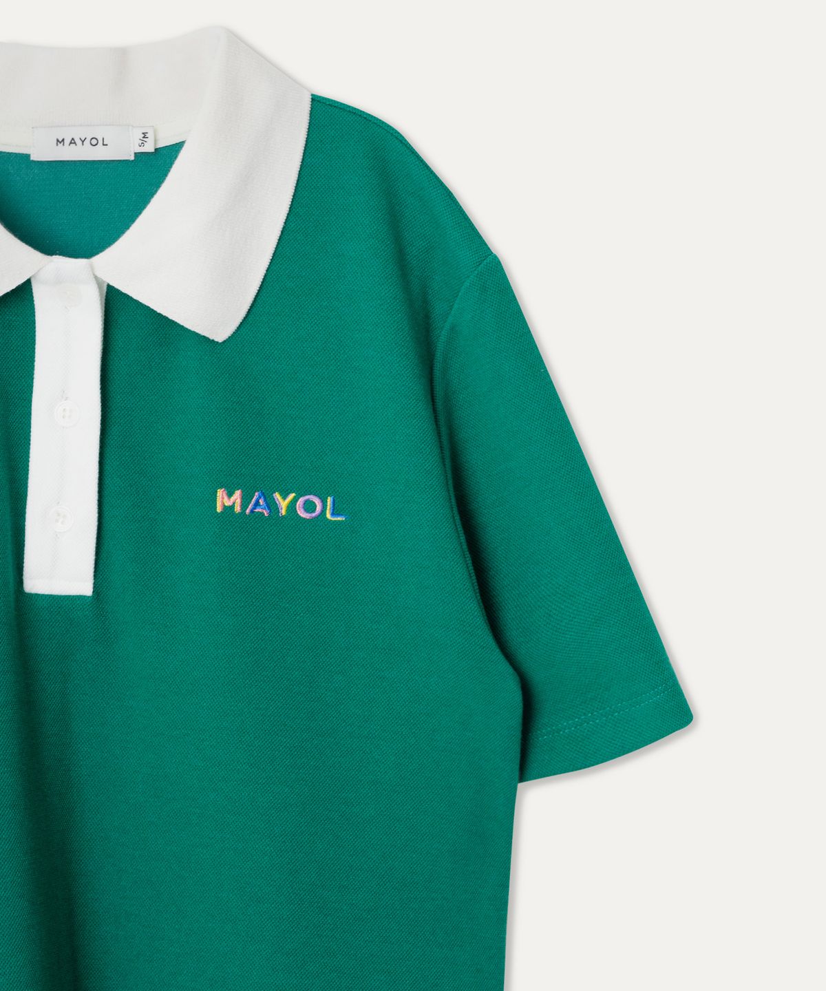 마욜(MAYOL) 로고 자수 반소매 폴로 티셔츠_포레스트 그린