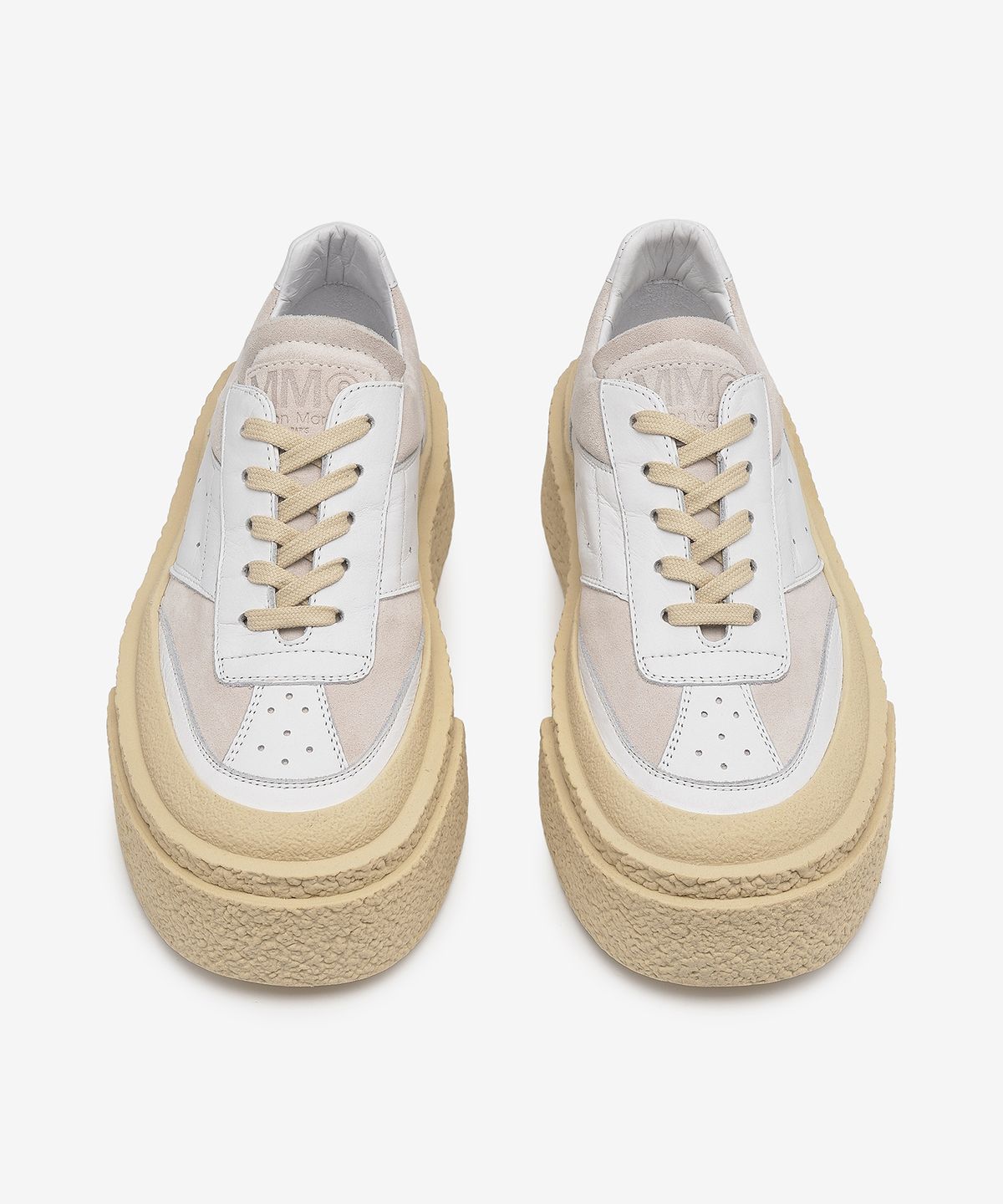 엠엠식스(MM6 MAISON MARGIELA) 6 코트 플랫폼 스니커즈 - 화이트:베이지 / S59WS0189P0673H1744