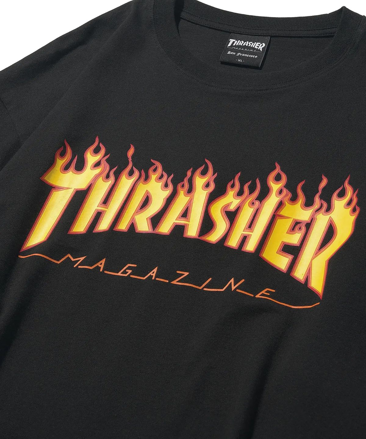트레셔(THRASHER) 플레임 반팔 티셔츠 블랙