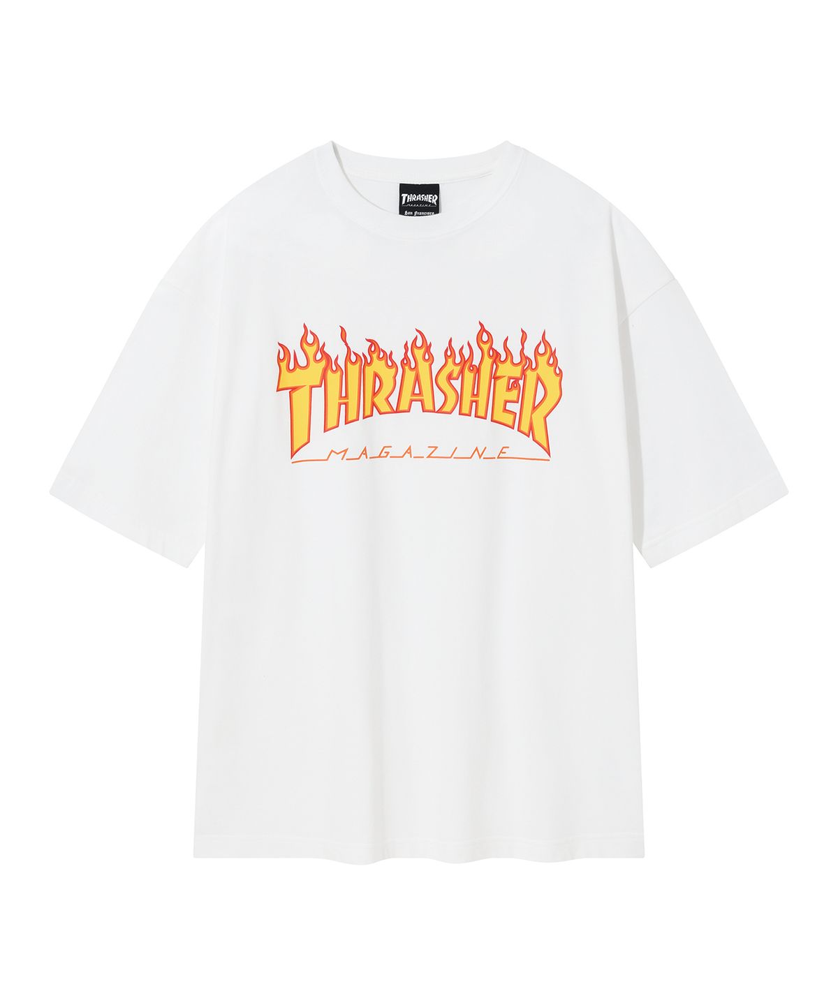 트레셔(THRASHER) 플레임 반팔 티셔츠 화이트