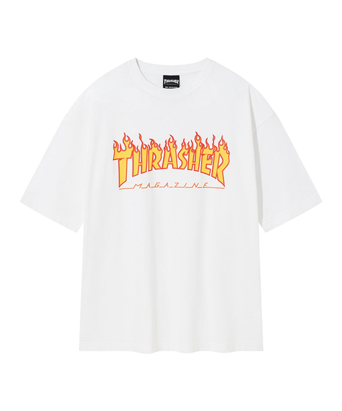 트레셔(THRASHER) 플레임 반팔 티셔츠 화이트