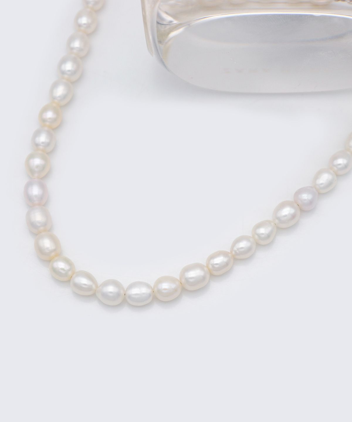 봉보(BONBEAU) Unique oval water pearl Necklace 유니크 밥풀 담수진주 레이어드 목걸이 7mm