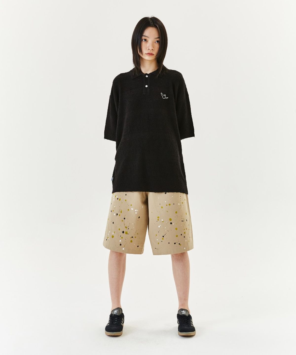 마크곤잘레스(MARK GONZALES) STRIPE KNIT S/S POLO - BLACK