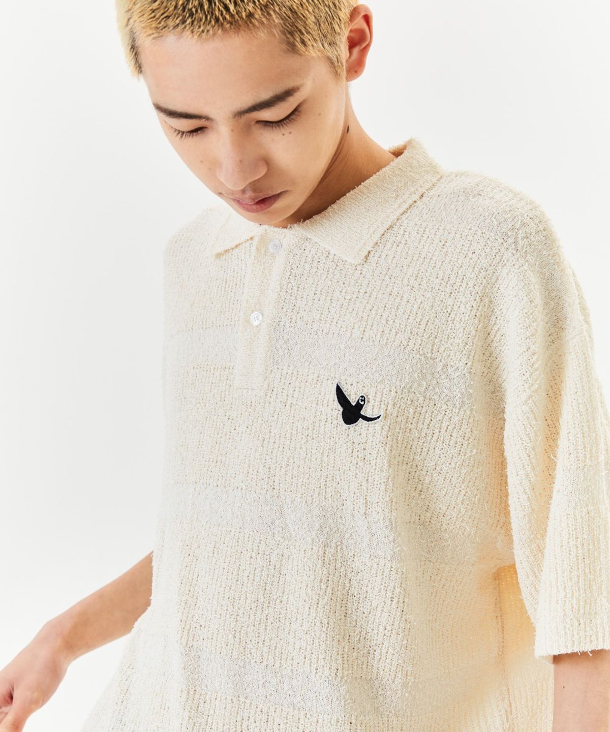 마크곤잘레스(MARK GONZALES) STRIPE KNIT S/S POLO - IVORY