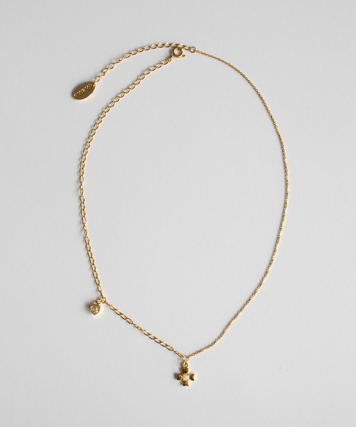 메리모티브(MERRYMOTIVE) Heart clover pendant surgical chain necklace
