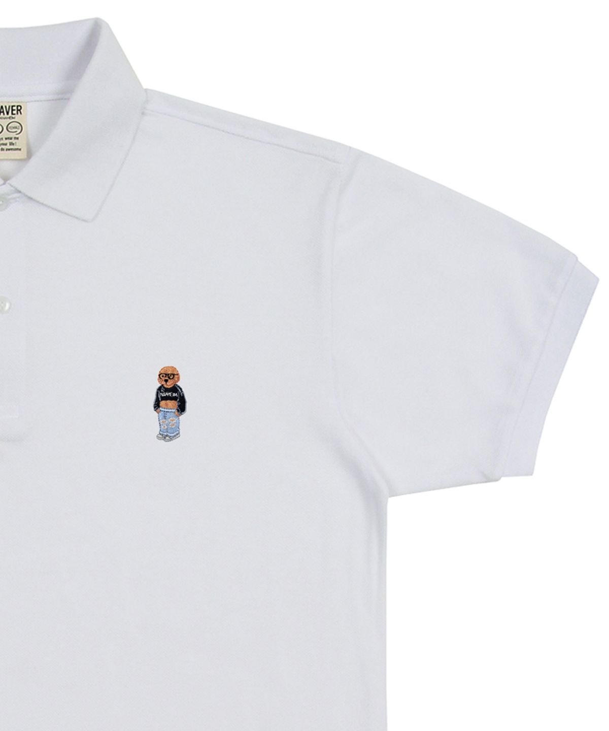 그레이버(GRAVER) [UNISEX]크롭 도그 자수 스트리버 피케 반팔티셔츠_화이트