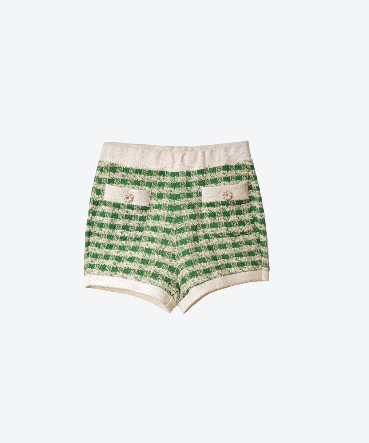 언티지(UNTAGE) 깅엄 부클레 반바지(Green)_UTW-SC13