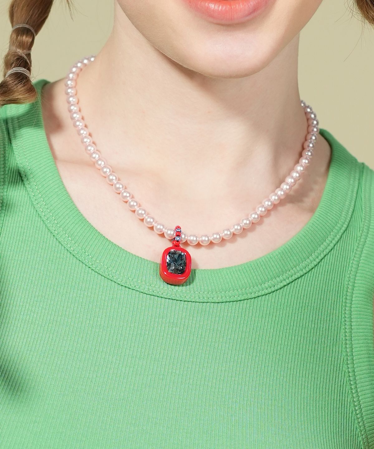 봉보(BONBEAU) Bling pop swarovski stone pendant 스와로브스키 스퀘어 스톤 참 호마이카 팬던트
