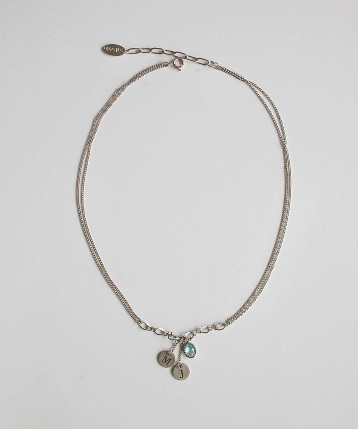 메리모티브(MERRYMOTIVE) Initial berry and aqua crystal chain necklace