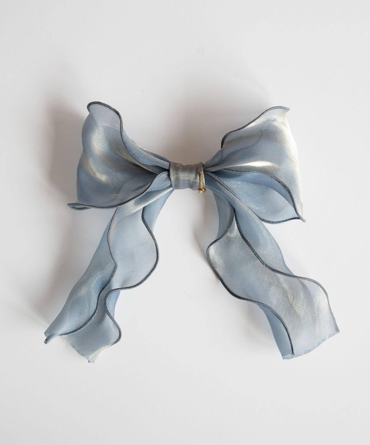 메리모티브(MERRYMOTIVE) Blue organza ruffle ribbon hairpin