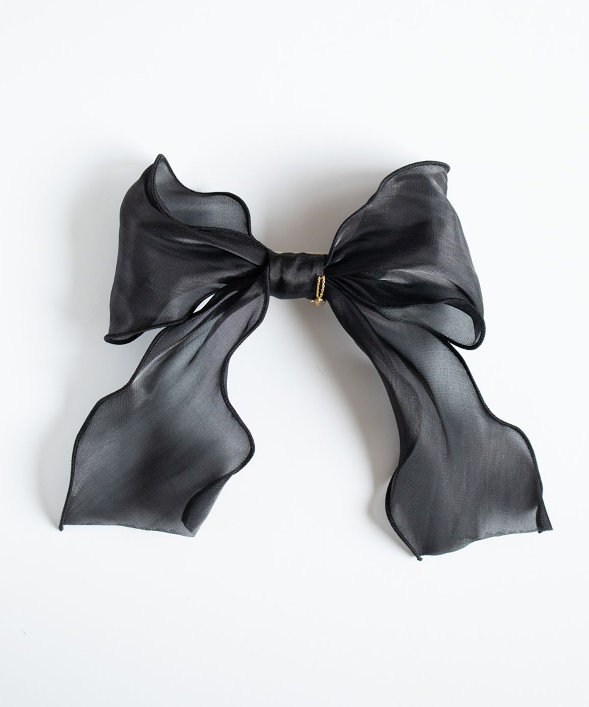 메리모티브(MERRYMOTIVE) Black organza ruffle ribbon hairpin