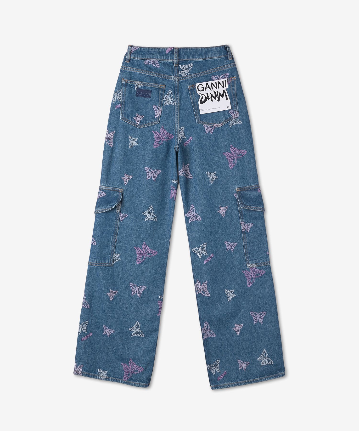 ★Ganni★ Butterfly Logo Denim Shorts Denim J1182630 J118263 MUSINSA | GANNI Butterfly Logo Denim Pants - Denim / J1194630